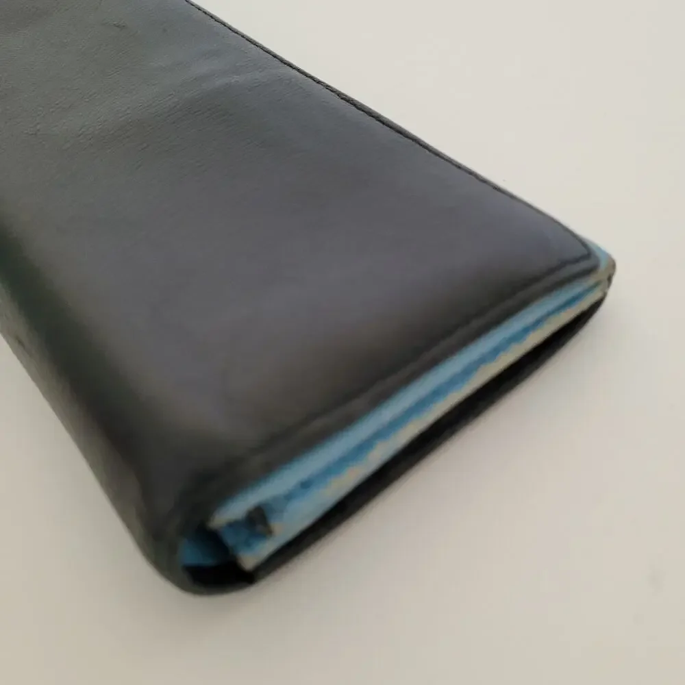 Paul Smith Love Letter Cow Leather Wallet Black Blue Boho Designer Large Envelop